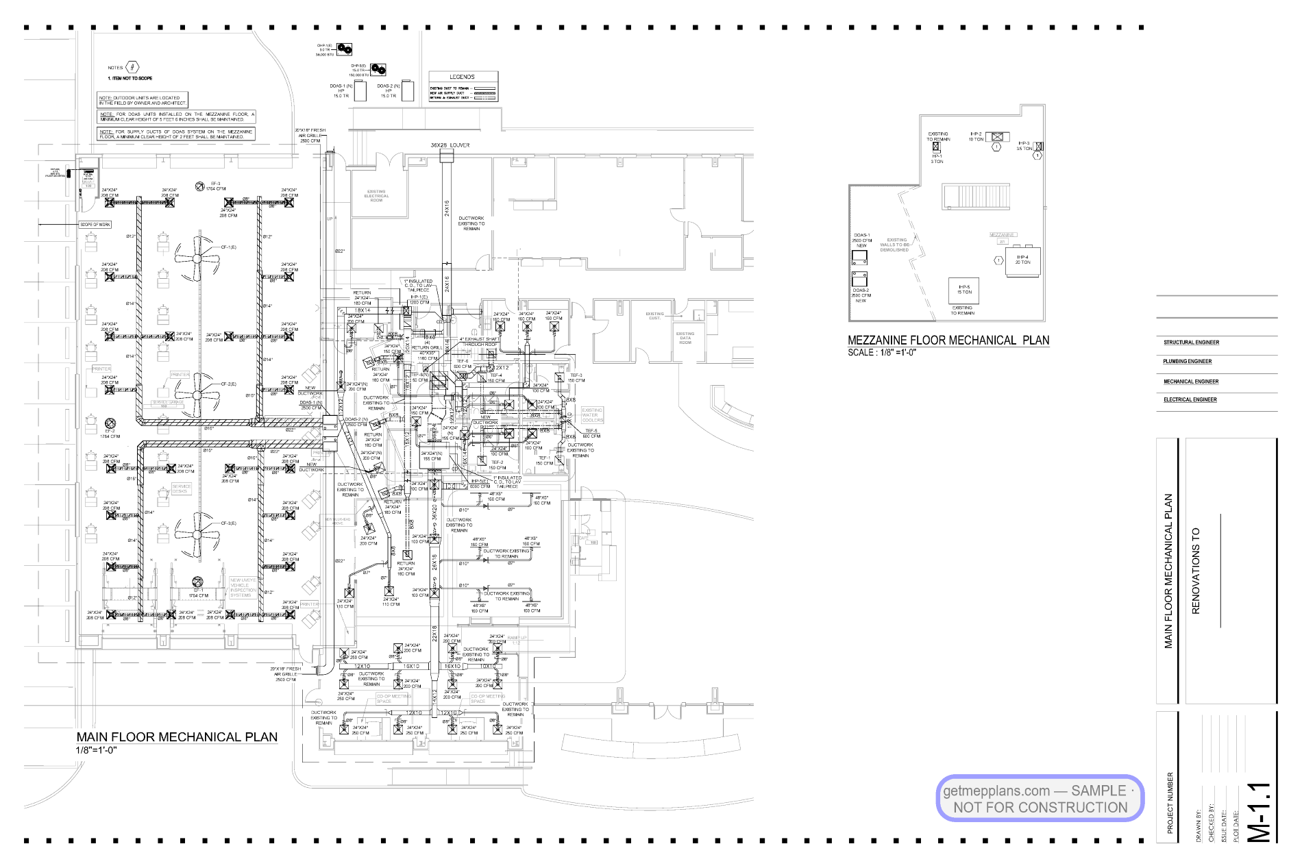 Redacted sample sheet M1 1 from the Auto Dealership Renovation set