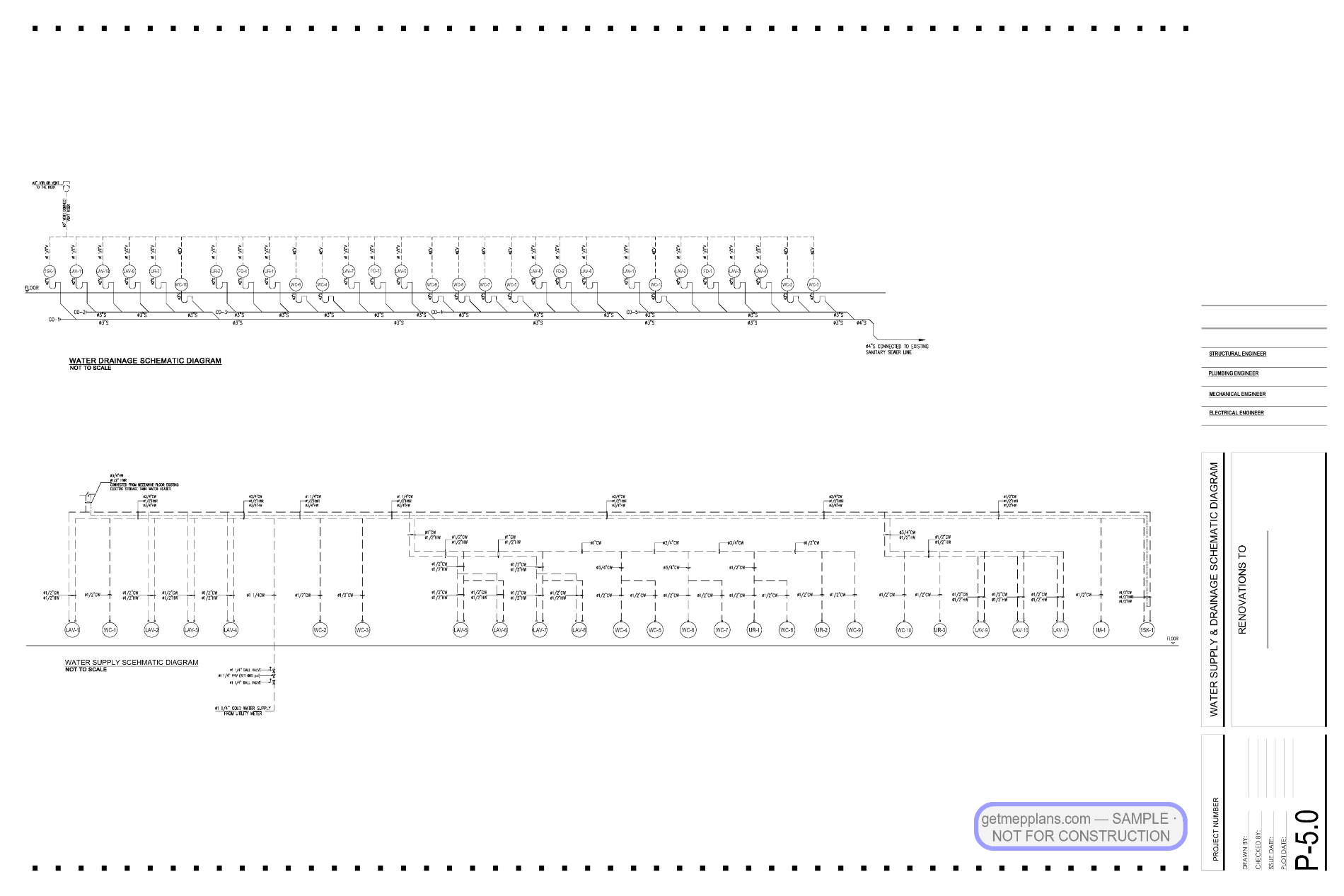 Redacted sample sheet P5 0 from the Auto Dealership Renovation set