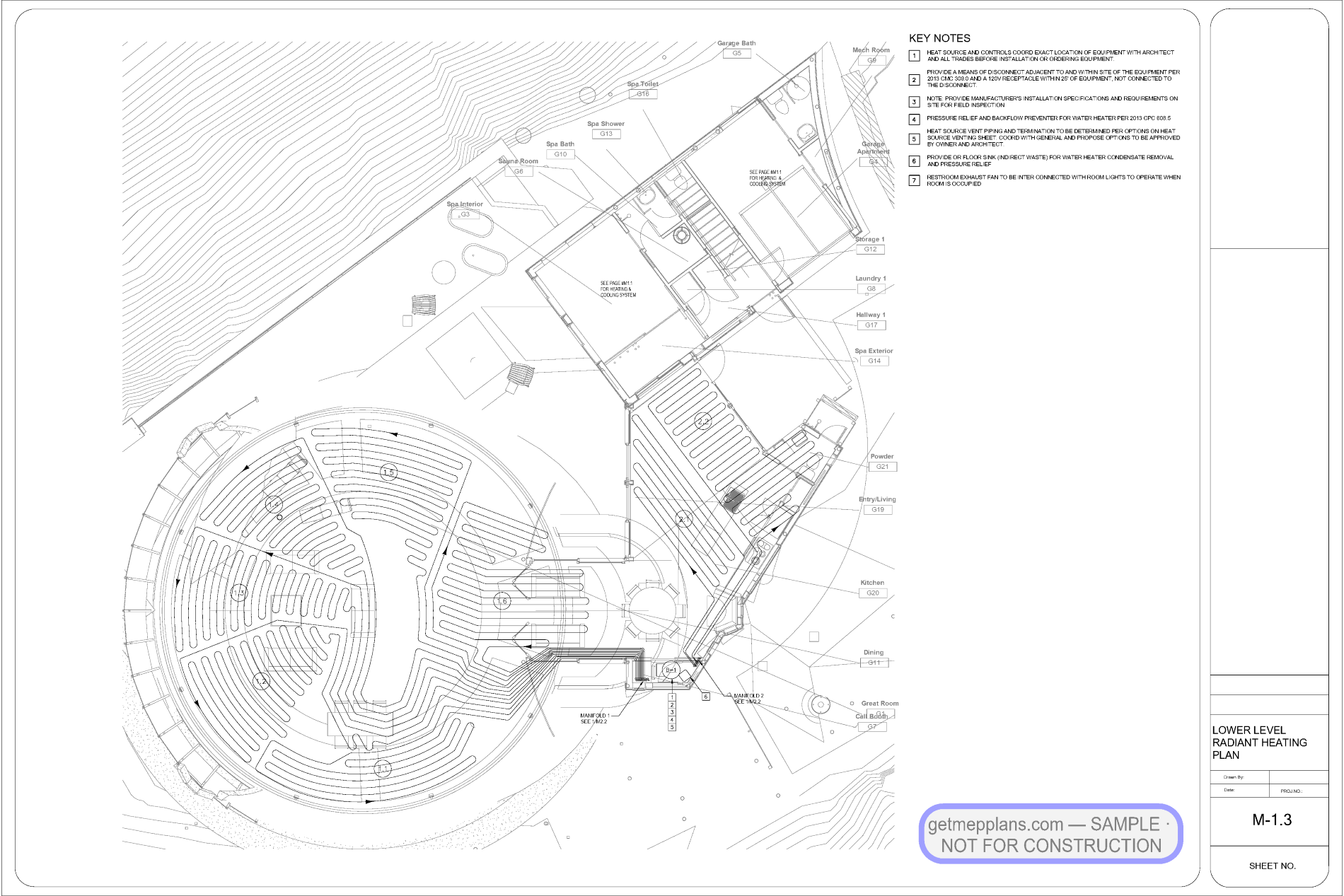 Redacted sample of a mechanical plan sheet from a completed MEP set