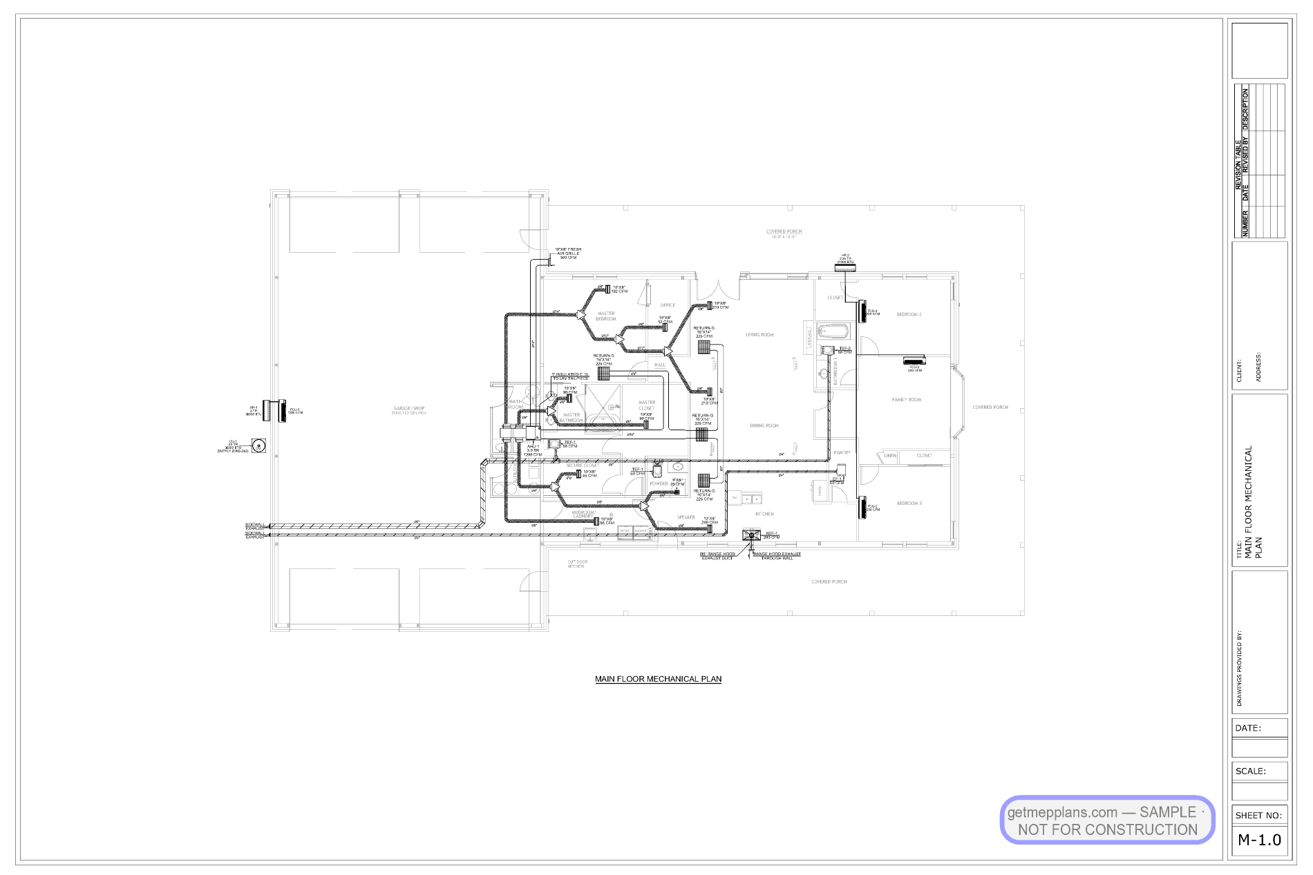 Redacted sample sheet M-1.0 — Mechanical Plan from the Custom Home with Radiant Heating set