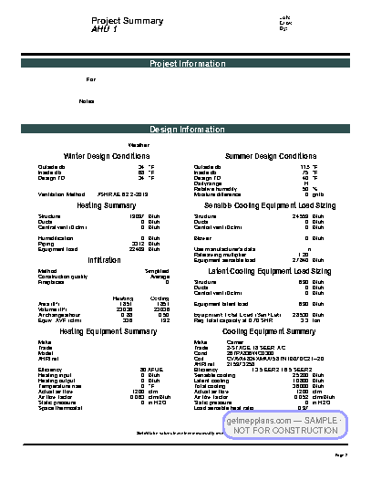 Redacted sample sheet MJS-1 — Manual S Compliance from the Custom Home with Radiant Heating set