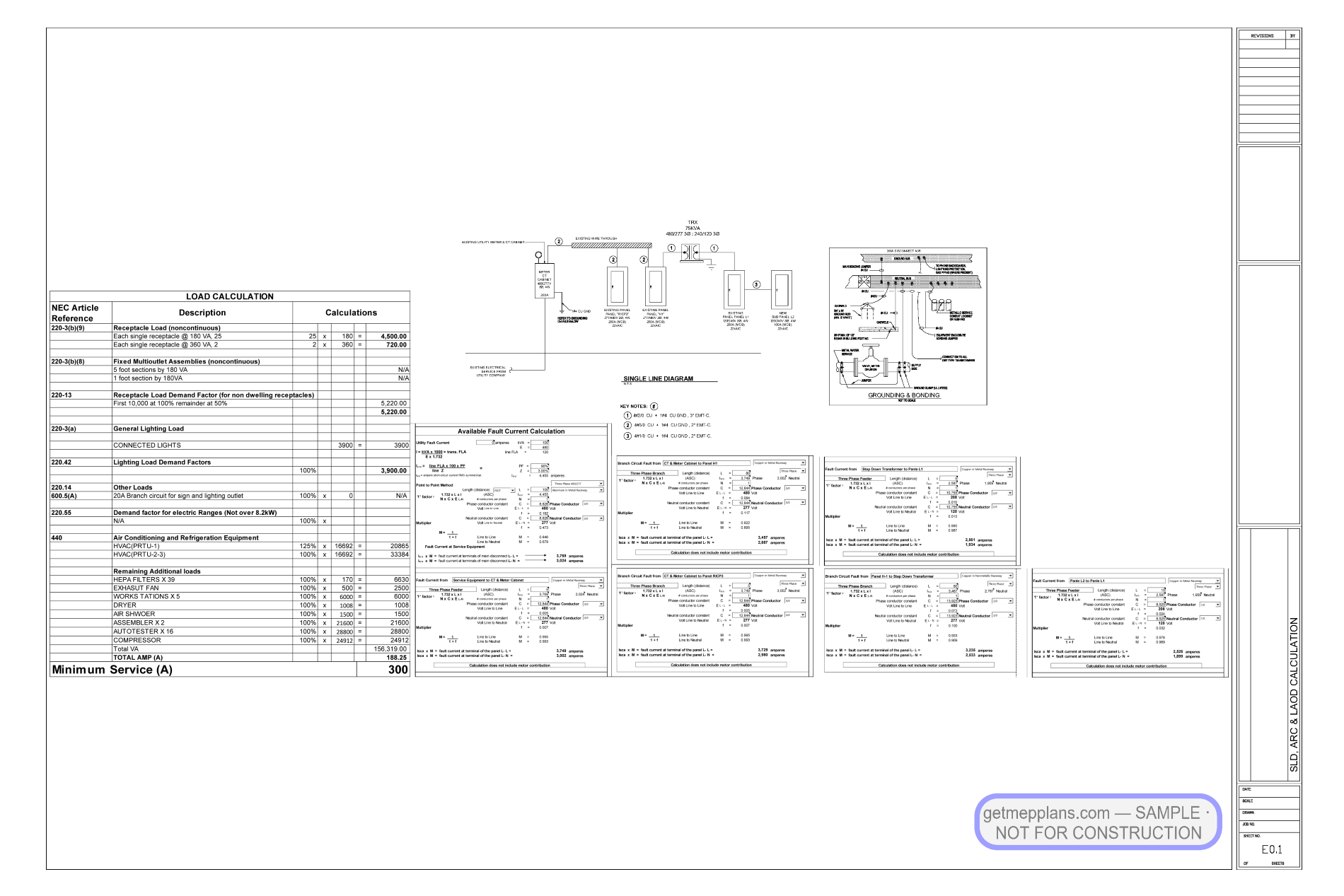 Redacted sample sheet E SLD from the ISO-8 Cleanroom Tenant Improvement set
