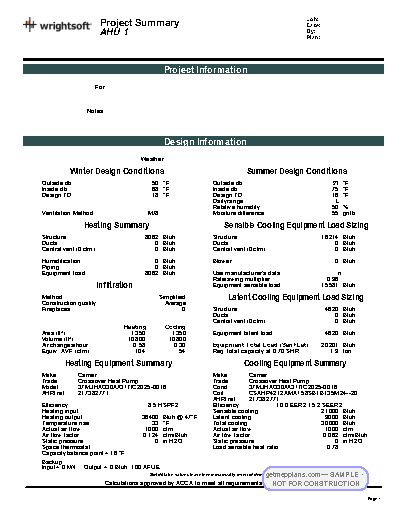Redacted sample sheet Manual J/S Report · p.3 from the Single-Family Residence — Full Package set