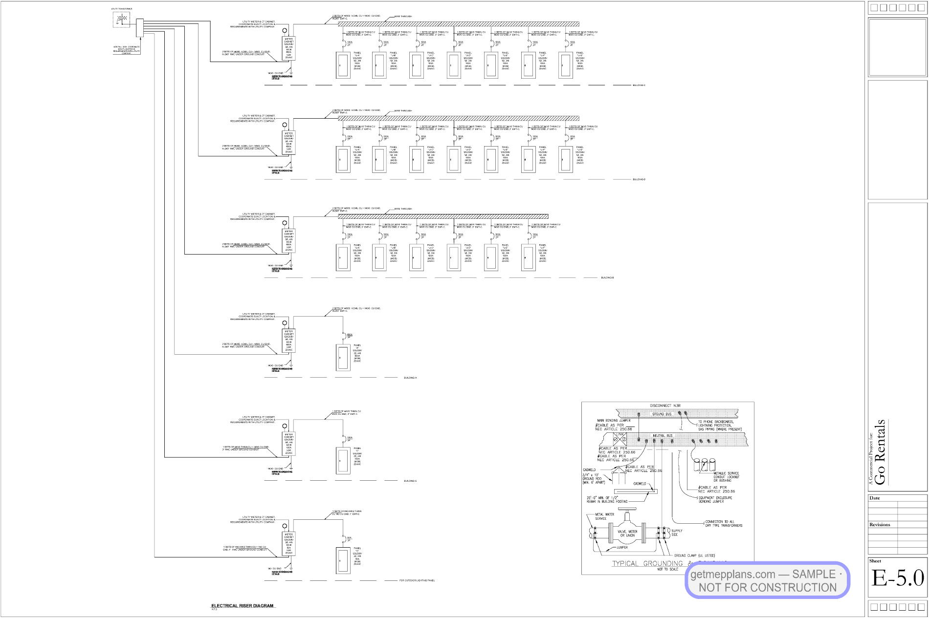 Redacted sample sheet E 5 0 from the Storage Facility Campus — 5 Buildings set