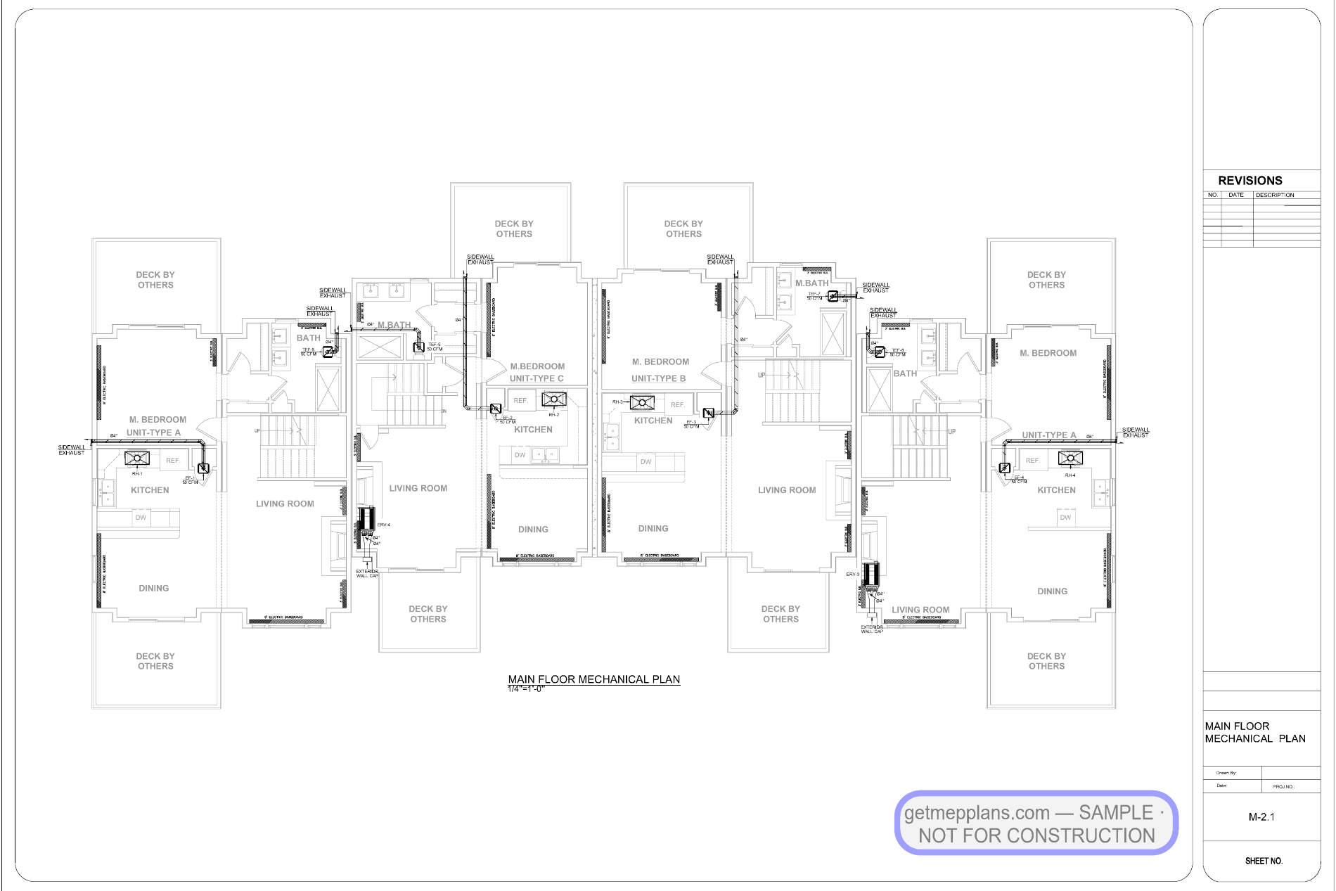 Redacted sample sheet M21 from the Townhouse Fourplex set