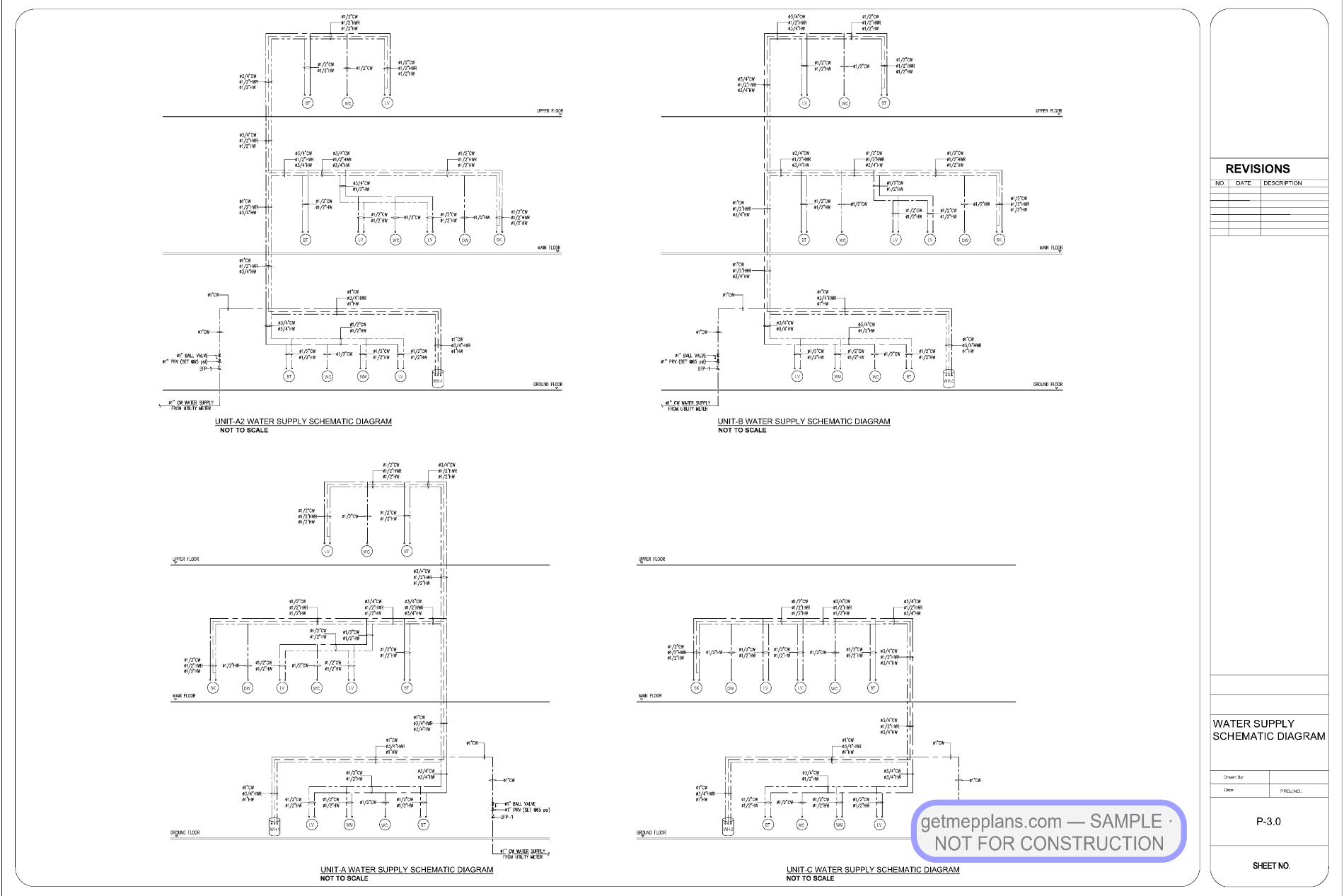 Redacted sample sheet P30 from the Townhouse Fourplex set