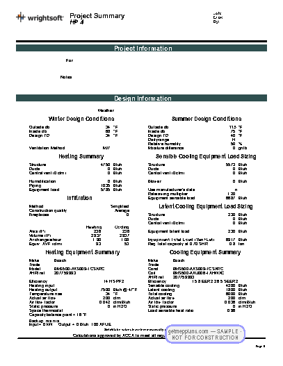 Redacted sample sheet Manual J/S/D Report · p.6 from the Custom Home with Radiant Heating set