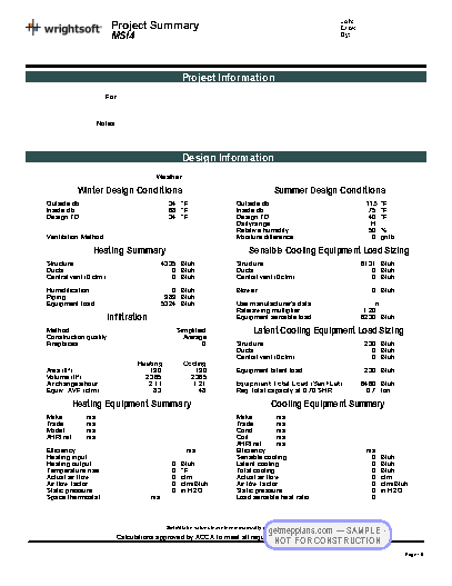 Redacted sample sheet Manual J/S/D Report · p.10 from the Custom Home with Radiant Heating set