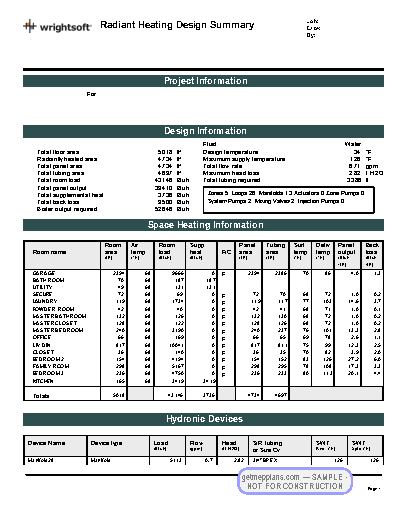 Redacted sample sheet Manual J/S/D Report · p.12 from the Custom Home with Radiant Heating set